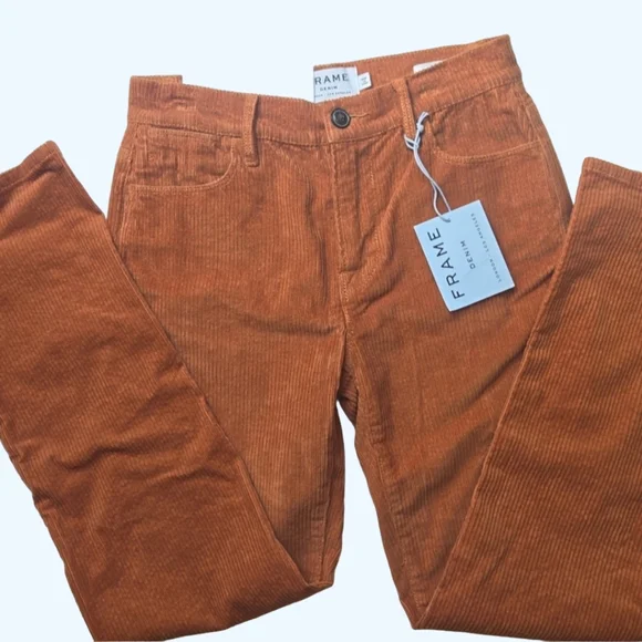 FRAME Denim High-Rise Straight Fit Amber Cuordoroys-Size 24